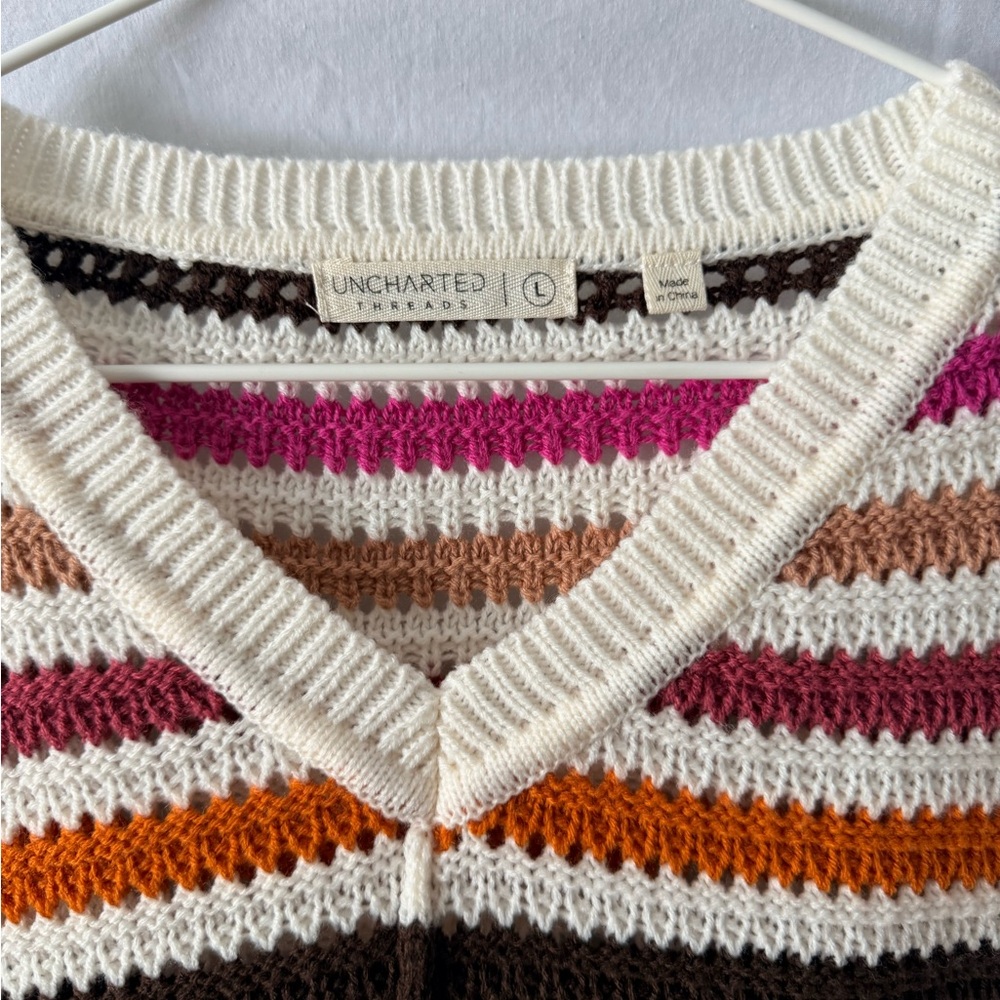Colorful Striped V-Neck Sweater - Picture 2 of 3